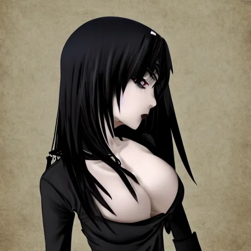 Image similar to anime style goth woman