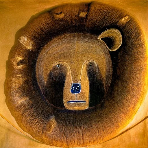 Image similar to portrait of god bear, chauvet cave art