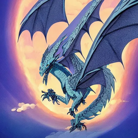 Image similar to winged dragon, disney movie poster, animation, studio ghibli