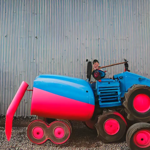 Image similar to neon badger spoon tractor, canon eos r 3, f / 1. 4, iso 2 0 0, 1 / 1 6 0 s, 8 k, raw, unedited, symmetrical balance, wide angle