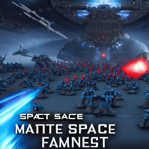 Image similar to Astartes Space Marines fight against space orcs in an epic battle, futuristic style 4K