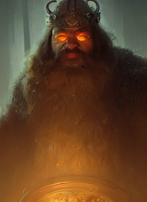 Image similar to portrait, dwarf king, glowing eyes, bokeh on background, dramatic lighting, cinematic, establishing shot, extremly high detail, foto realistic, cinematic lighting, post processed, concept art, artstation, matte painting, style by eddie mendoza, raphael lacoste, alex ross