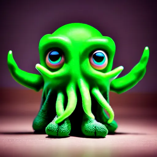 Image similar to ultra cute design for a Cthulhu art vinyl toy, Pixar, studio lighting, product shot 8k hd