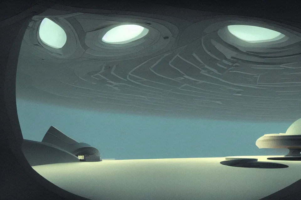 Prompt: sci-fi scene of a seashell house designed by snohetta, in the style of john harris and roger deakins by moebius