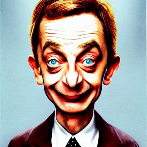 Image similar to macaulay culkin is mr. bean, airbrush art, drew struzan illustration art, key art, movie poster