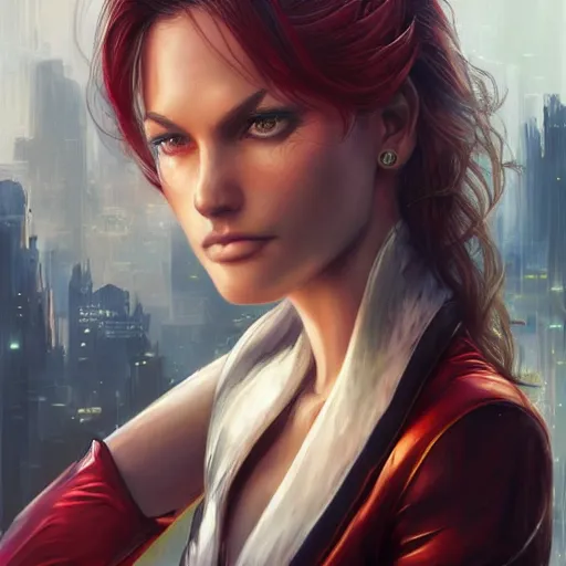 Image similar to adult pair of twins, male and female, arrogant, science fantasy, half portrait, urban background, highly detailed, digital painting, artstation, concept art, sharp focus, smooth, art by artgerm and livia prima and magali villeneuve, elegant red black and gold clothing