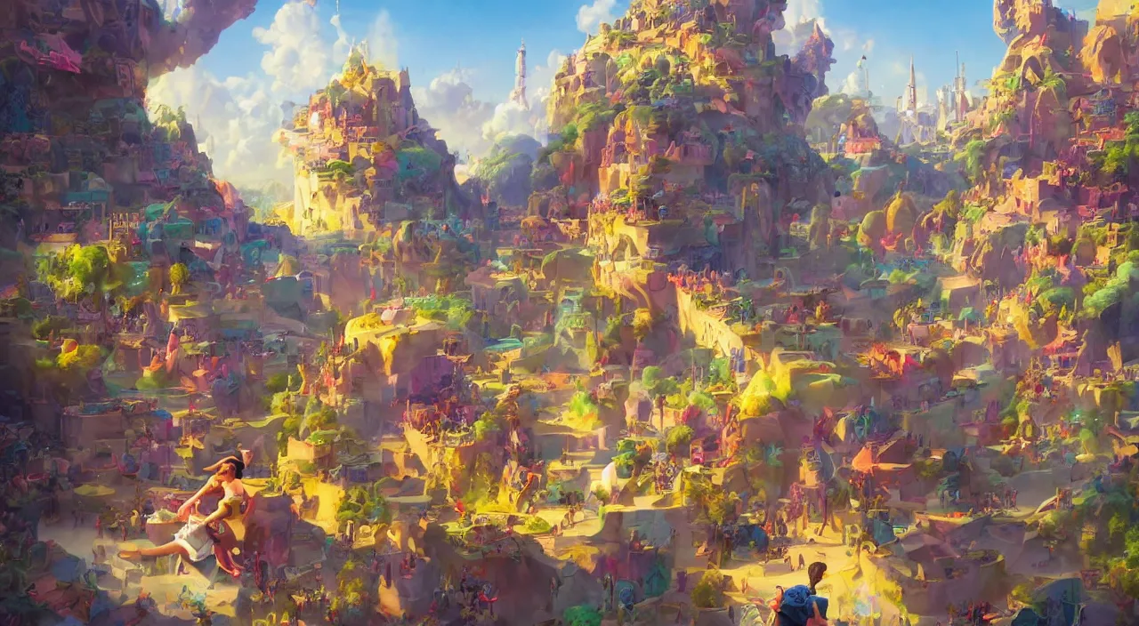 Image similar to bazaar zouk oriantal multicolorful sky shine place mosquet painting, sunny day, matte painting, bold shapes, hard edges, street art, trending on artstation, by huang guangjian and gil elvgren and sachin teng