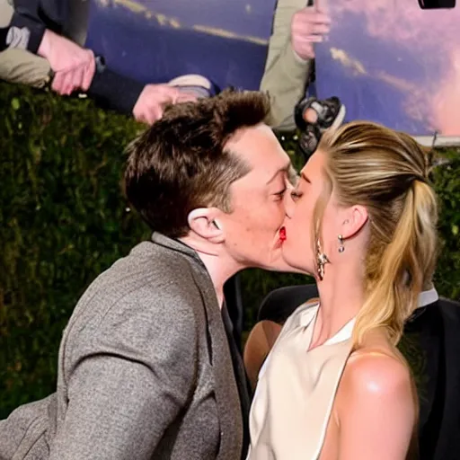 Image similar to amber heard and elon musk kissing