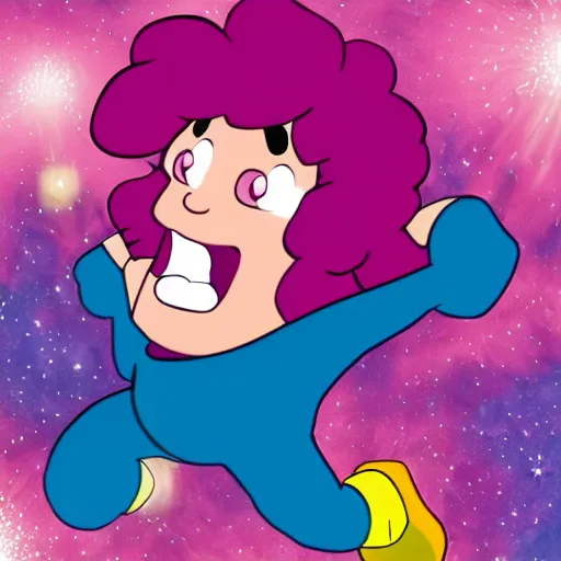 Prompt: Steven universe jumping in joy in a pink nebula, featured