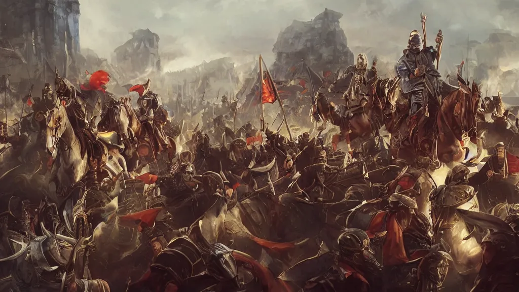 Prompt: mcdonalds when william the conqueror and his army arrive, painting by yuumei, bayard wu, wlop, tim white, ross tran, 4 k