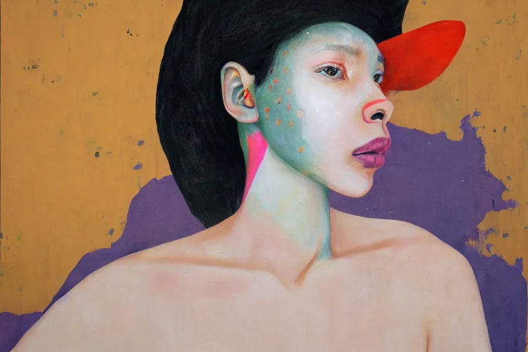 Image similar to a girl pirate with iridescent skin by amy sherald