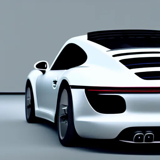 Image similar to Porsche designed by Apple, studio light, octane render