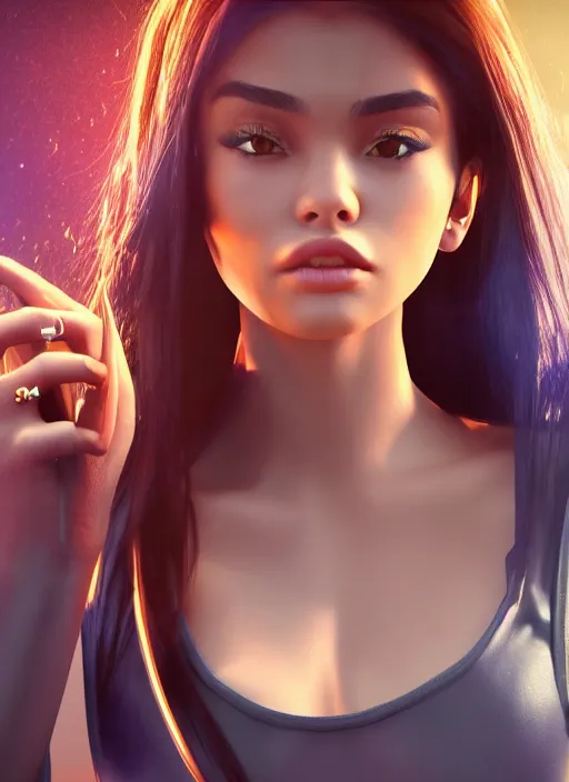 Image similar to Madison Beer as a video game character, digital art, unreal engine, unreal engine render, blender render, render, 4k, coherent