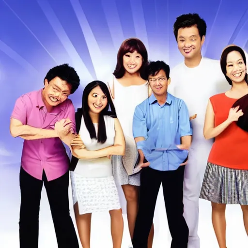 Image similar to promotional art for a 2 0 0 0 s singaporean sitcom about a school