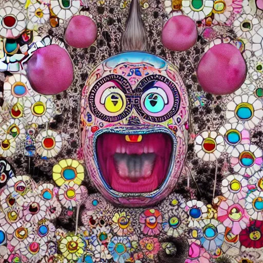 Prompt: pink scream by takashi murakami and h.r. giger, intricately detailed artwork, full 8k high quality resolution, recently just found unknown masterpiece