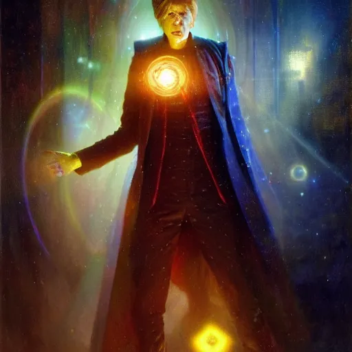 Image similar to david bowie as doctor who, radiant light, caustics, heroic, bright iridescent light, by gaston bussiere, bayard wu, greg rutkowski, maxim verehin