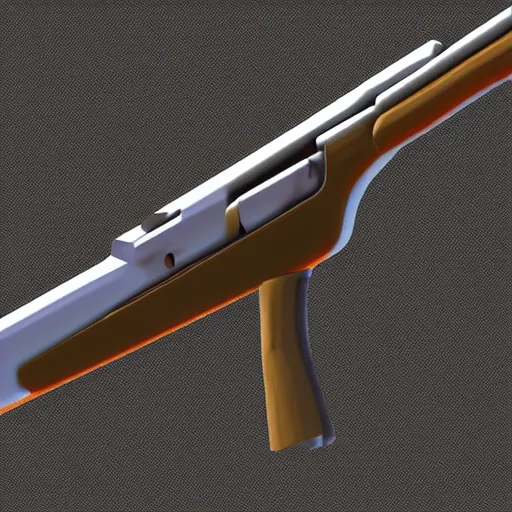 Prompt: 3 d model of double barrel shotgun, low poly toon shading, flat colors, low poly artstation