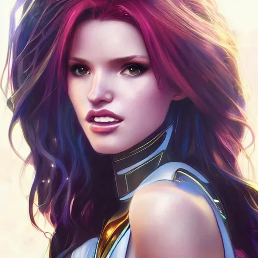 Image similar to ultra realistic illustration, bella thorne as starfire anime, intricate, elegant, highly detailed, digital painting, artstation, concept art, smooth, sharp focus, illustration, art by artgerm and greg rutkowski and alphonse mucha and wlop