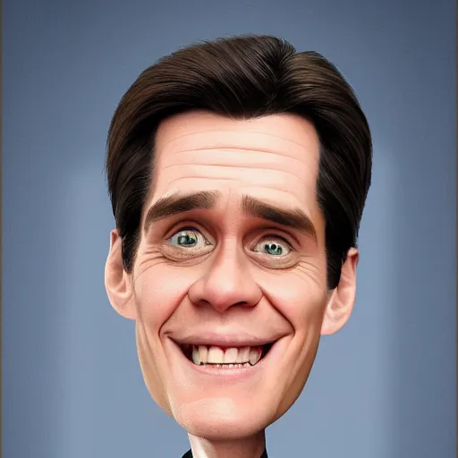 Image similar to caricature of young jim carrey, hd, detailed, 4 k, award winning