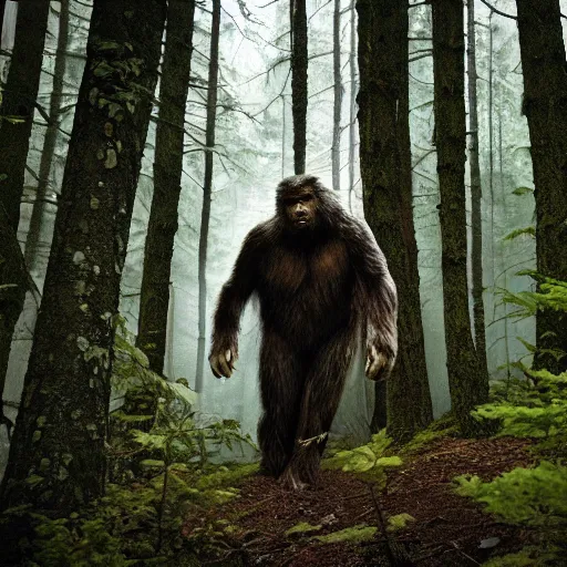 Image similar to National Geographic photo of Sasquatch in the forest