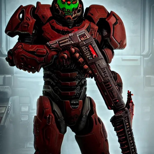 Image similar to doom slayer from doom eternal, photography