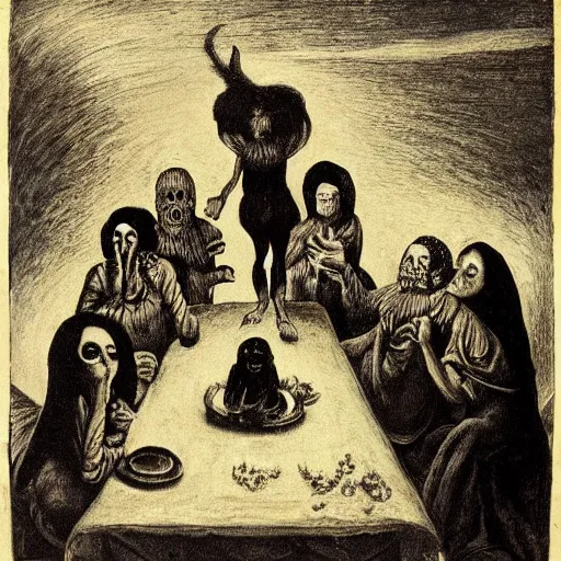 Prompt: sensual and disquieting sabbath of the witches, a clear reference to Goya and Remedios Varo