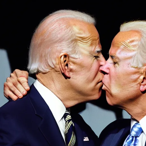 Prompt: Joe Biden kissing himself