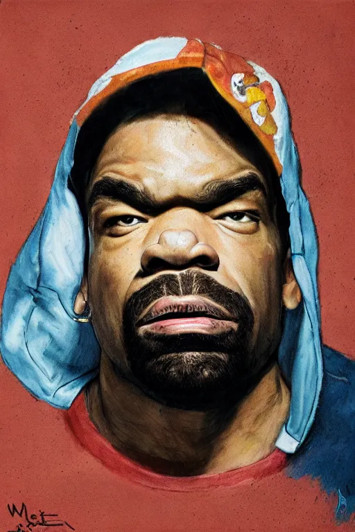 Image similar to method man, portrait by wayne barlow