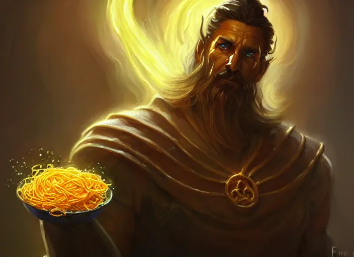 Prompt: magic : the gathering fantasy character concept art of the great anthropomorphic pasta - mancer by franz frazetta, high resolution. a clear portrait of powerful, mysterious wizard made out of noodles and pasta, fantasy coloring, intricate, digital painting, artstation, smooth, sharp focus