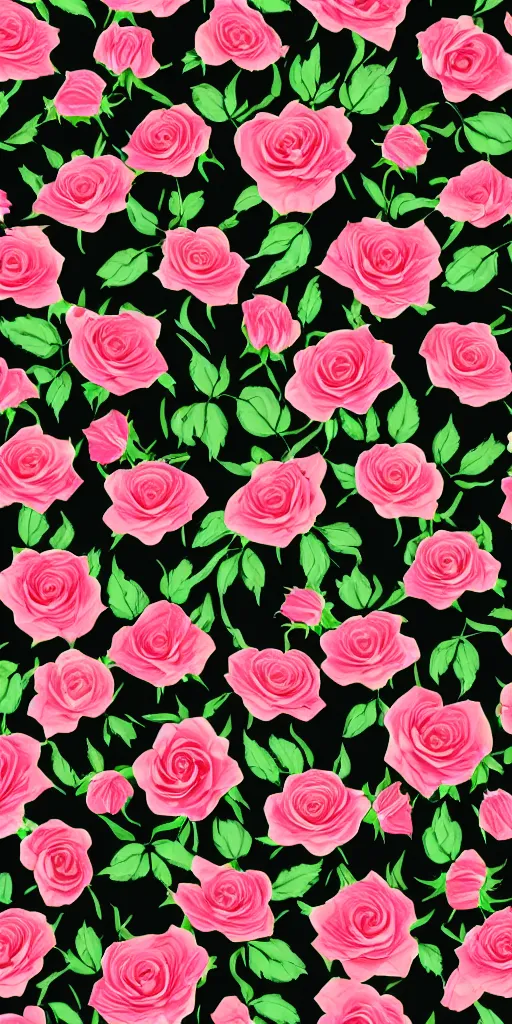 Image similar to seamless pattern of beautiful roses with leaves and throns, colourful, symmetrical, repeating 35mm photography