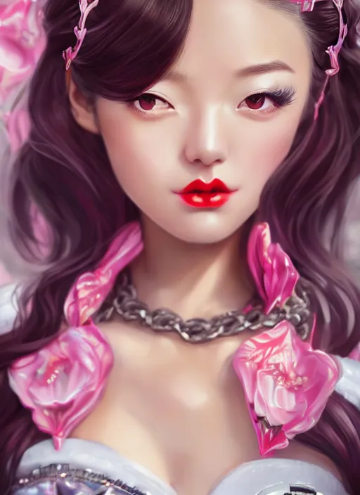 Image similar to a pin up and beautiful fashion dreamlke japan girl with lv jewelry, character art, art by artgerm, wlop, loish, hyperdetailed, 8 k realistic, symmetrical, global illumination, radiant light, frostbite 3 engine, cryengine, dof, trending on artstation, digital art, chanel, dior, detailed background