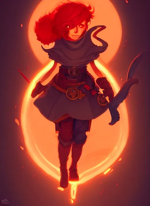 Image similar to style artgerm, joshua middleton, illustration, anthropomorphic hamster as alchemist artificer wearing orange pelt light armor, anime eyes, red hair, swirling fire cosmos, fantasy, dnd, cinematic lighting