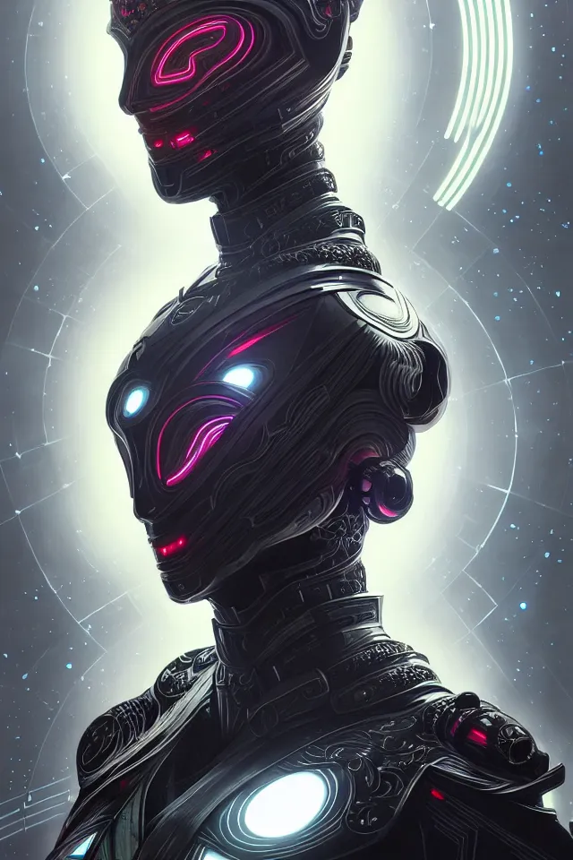 Image similar to Symmetry portrait of a Chinese empress, sci-fi armour, tech wear, glowing lights, sci-fi, intricate, elegant, highly detailed, digital painting, artstation, concept art, smooth, sharp focus, illustration, by artgerm and greg rutkowski and James Jane