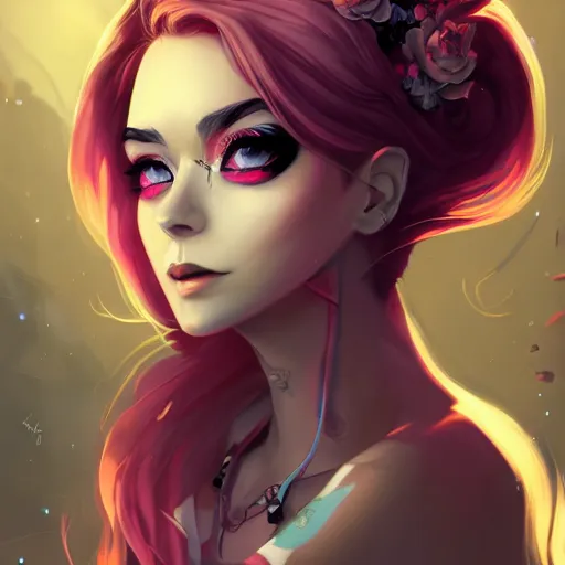 Image similar to a portrait of a beautiful punkrock girl, art by lois van baarle and loish and ross tran and rossdraws and sam yang and samdoesarts and artgerm, digital art, highly detailed, intricate, sharp focus, Trending on Artstation HQ, deviantart, unreal engine 5, 4K UHD image