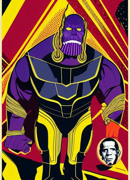 Image similar to 3 / 4 portrait of thanos. obama style poster by shepard fairey