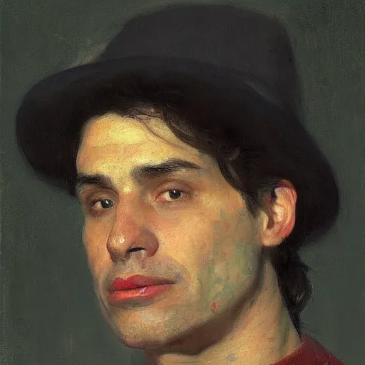 Image similar to Portrait of my cousin vinny, photorealistic, facial details, by Ilya Repin and Asher duran