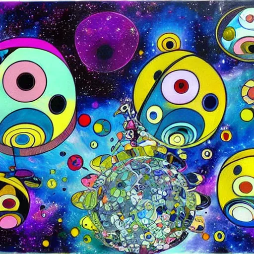 Prompt: a painting of an alien planet in the style of takashi murakami