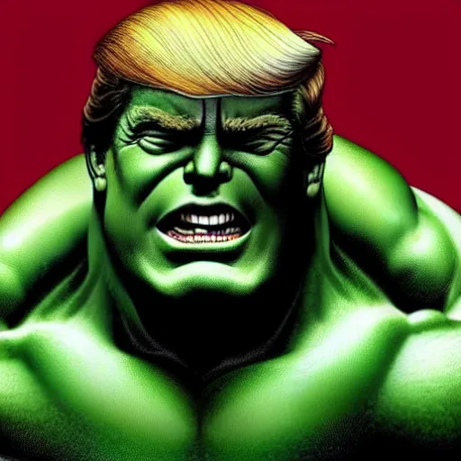 Prompt: donald trump as hulk