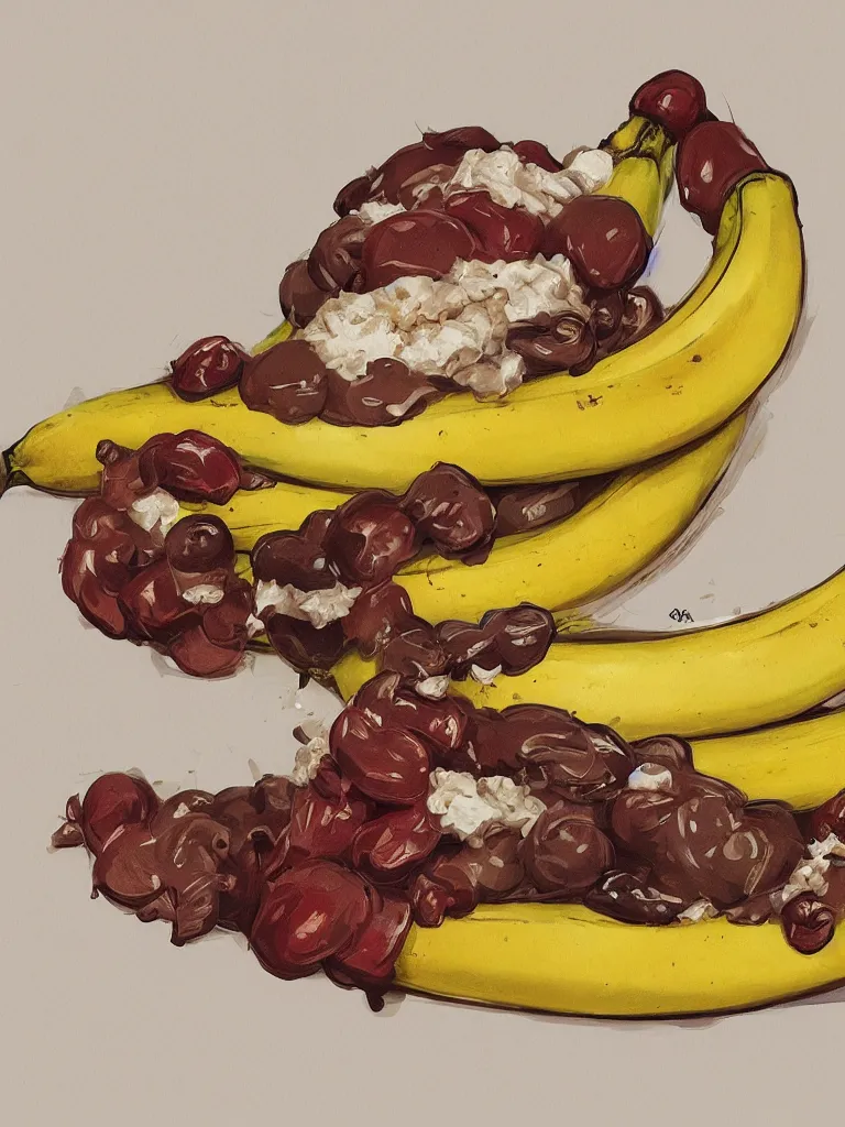 Prompt: banana split by disney concept artists, blunt borders, golden ratio