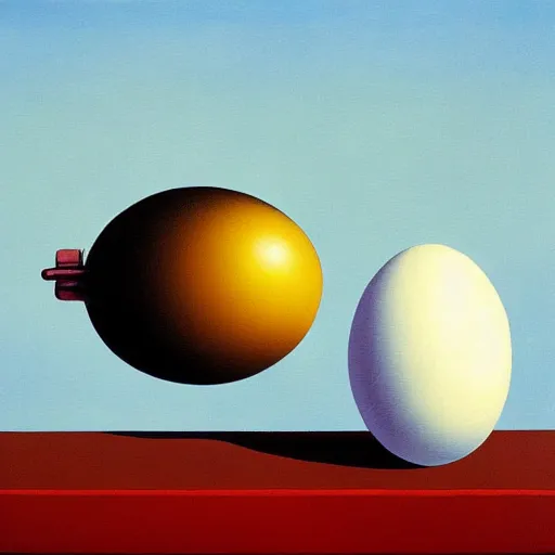 Prompt: a surreal painting of a fried egg in the style of rene magritte,