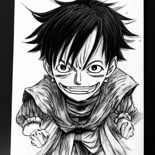 Image similar to [ luffy mustache ] ( by kim jung gi ) ( by kentaro miura )