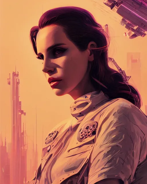 Image similar to portrait of lana del rey as a cyborg. intricate abstract. intricate artwork, by tooth wu, wlop, beeple, dan mumford. concept art, octane render, trending on artstation, greg rutkowski very coherent symmetrical artwork. cinematic, key art, hyper realism, high detail, octane render, 8 k, iridescent accents