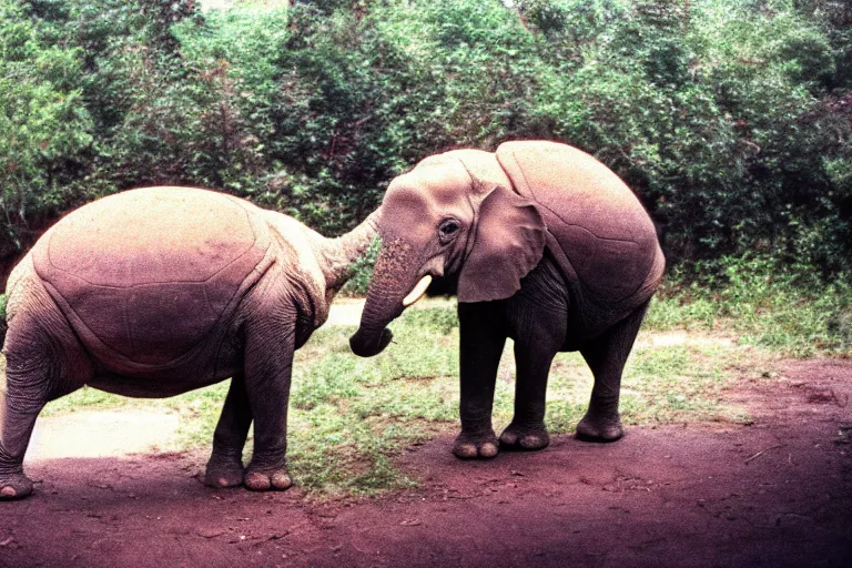 Prompt: a photo of a turtle elephant in its natural habitat, kodak ektachrome e 1 0 0 photography