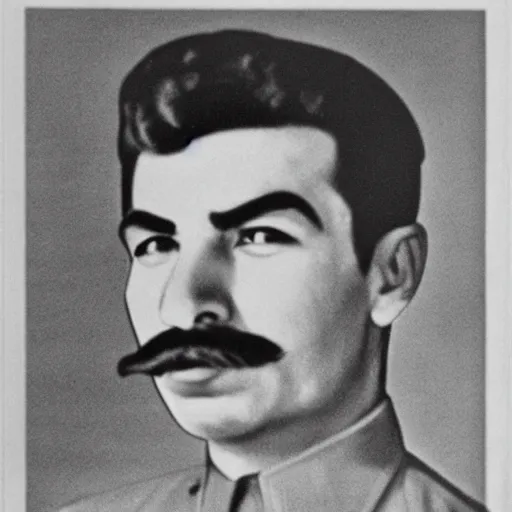 Prompt: Nathan Fielder, Joseph Stalin, black and white photo grain 1940s