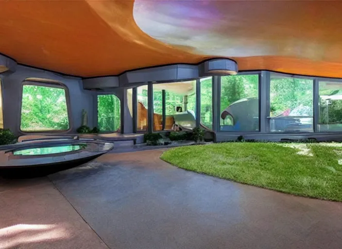 Prompt: zillow listing of a retro futuristic science fiction home for sale in the year 2400