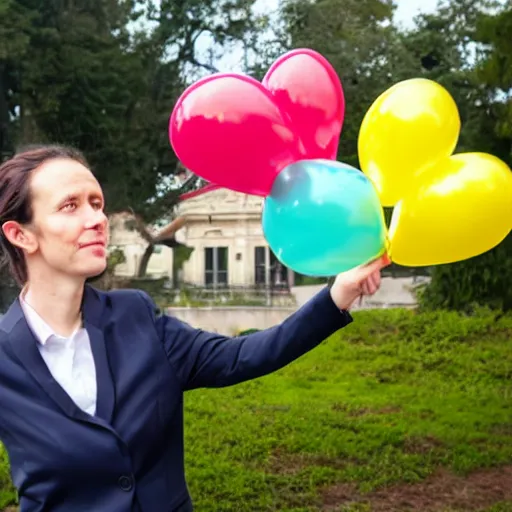 Prompt: photo of a french lawyer with birthday balloons