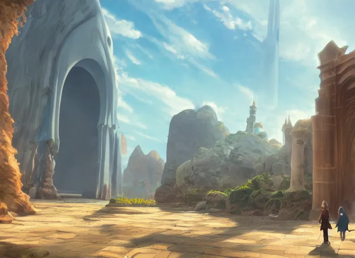 Prompt: a portal to madina city, digital painting, concept art, smooth, sharp focus, illustration by studio ghibli, rutkowski, caspar david friedrich, blizzard warcraft artwork