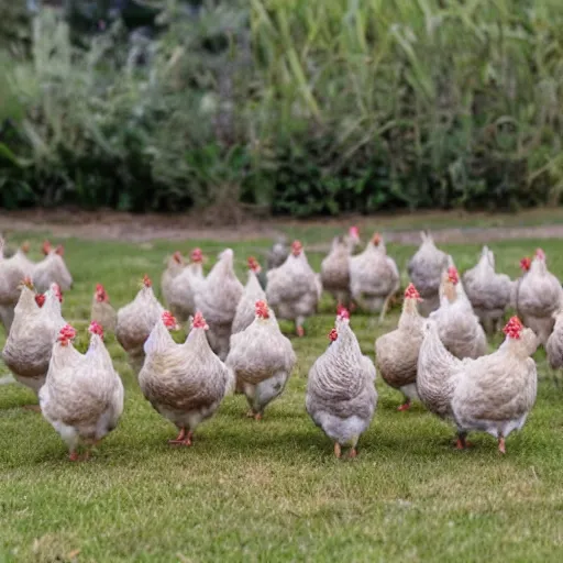 Image similar to an army of chickens in soldier outfits ready to charge