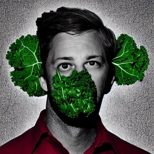 Image similar to tony hale double exposure head of kale