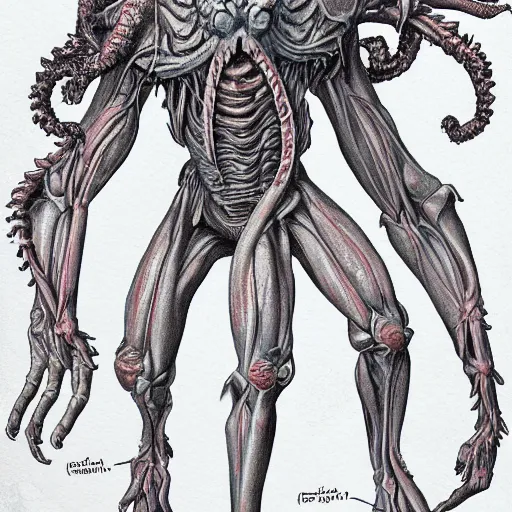 Image similar to an anatomy study of a Demogorgon